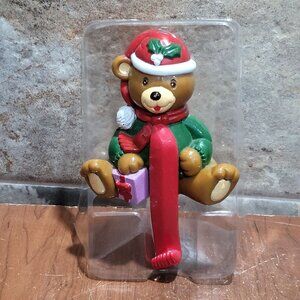 Vintage Celluloid Plastic Teddy Bear Christmas Stocking Holder Hanger